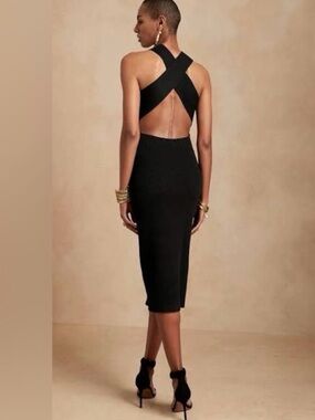 Banana Republic Volta Halter Sweater Dress Black